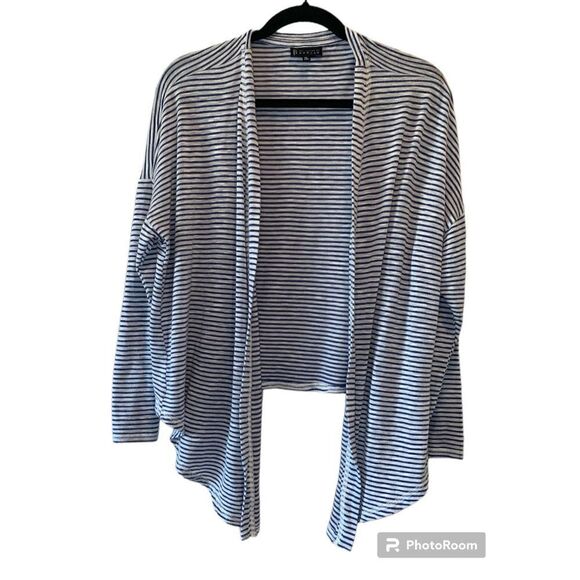 Bobeau Blue/White Striped Tie Front or Draped Open Cardigan XL - Picture 1 of 5